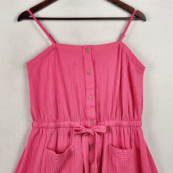 Laurel Grey Dress Women’s SZ M Pink Button Front Tie Waist Tiered Cotton EUC - Picture 4 of 16